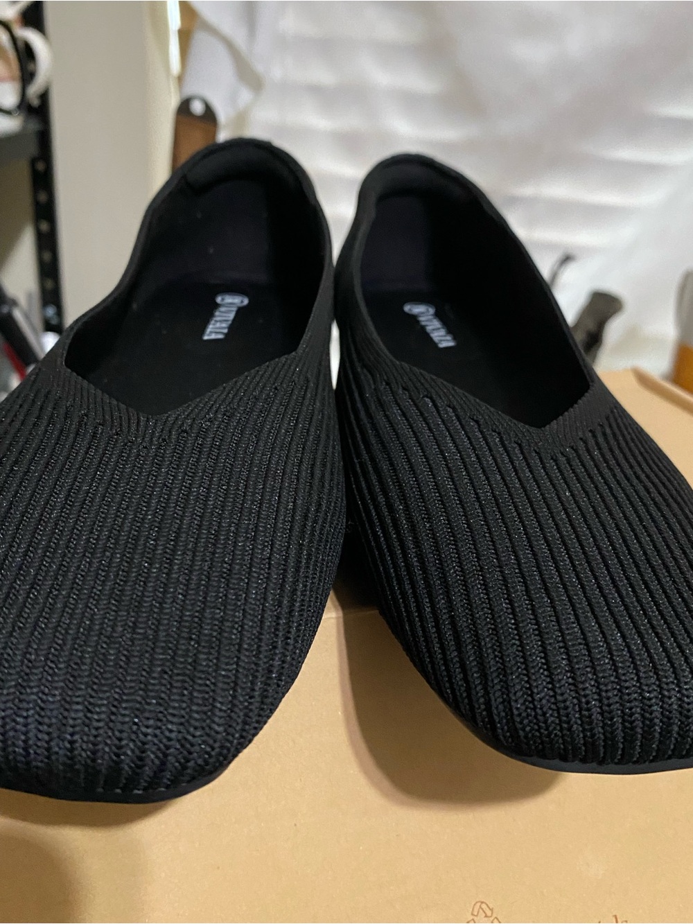 Vivaia Black Margot Cloud Walker Slip On Square Toe Flats Size  EU 40 US 9 NIB